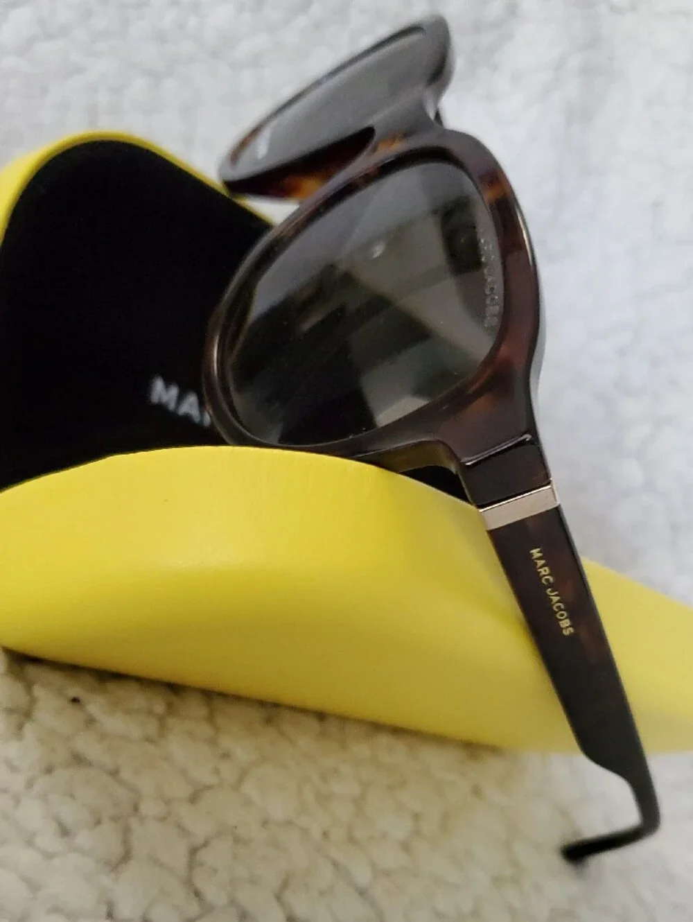Marc Jacobs Tortoiseshell Sunglasses with Brown Lenses and Yellow Case